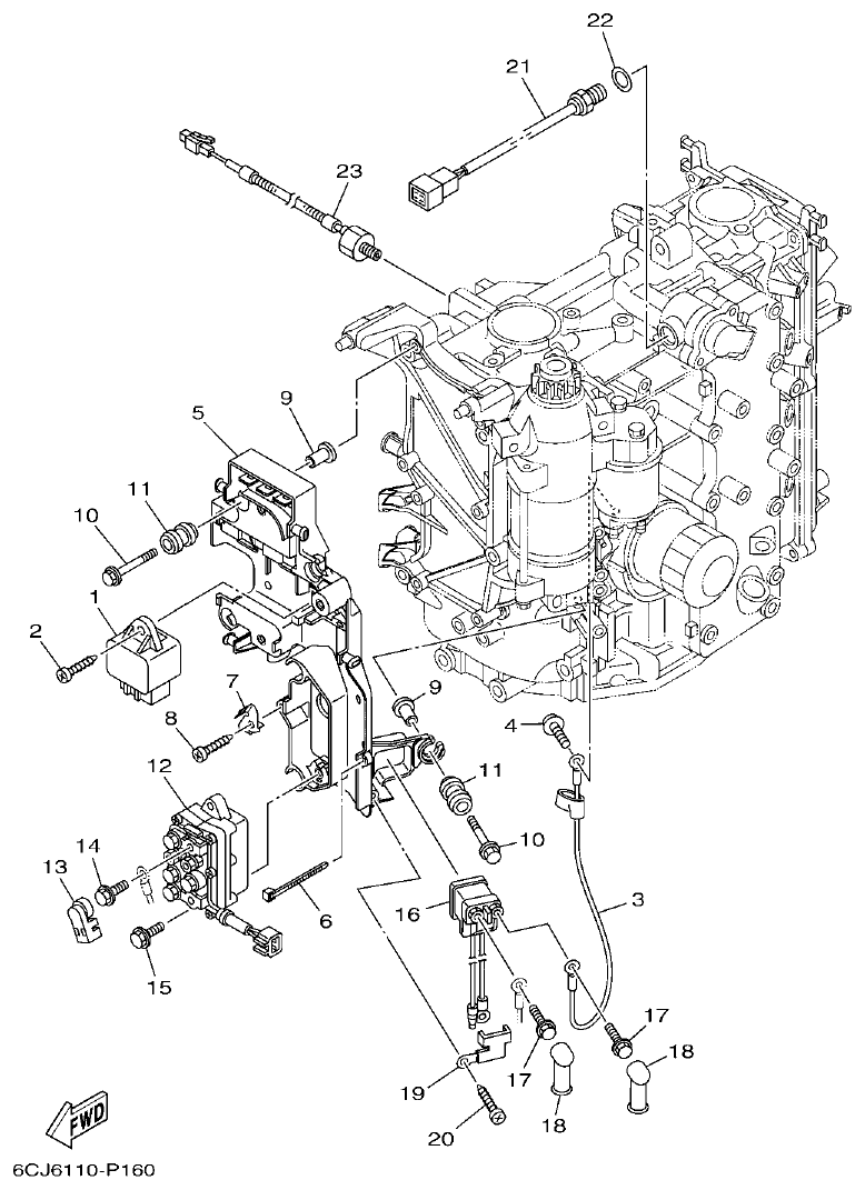 Yamaha F70AET ELECTRICAL 2 parts diagram